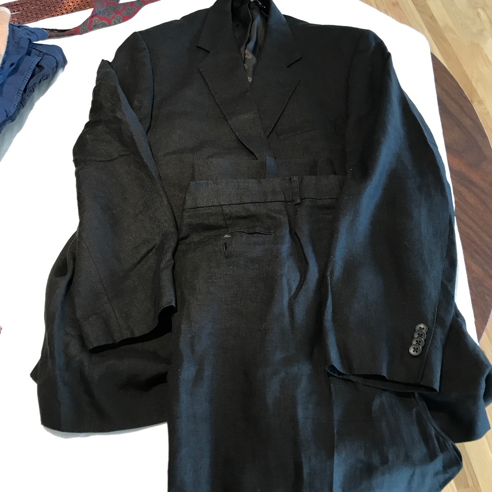 Black linen suit